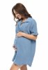 MijaCulture - Muslin maternity and breastfeeding nightdress Hazel M023 Blue